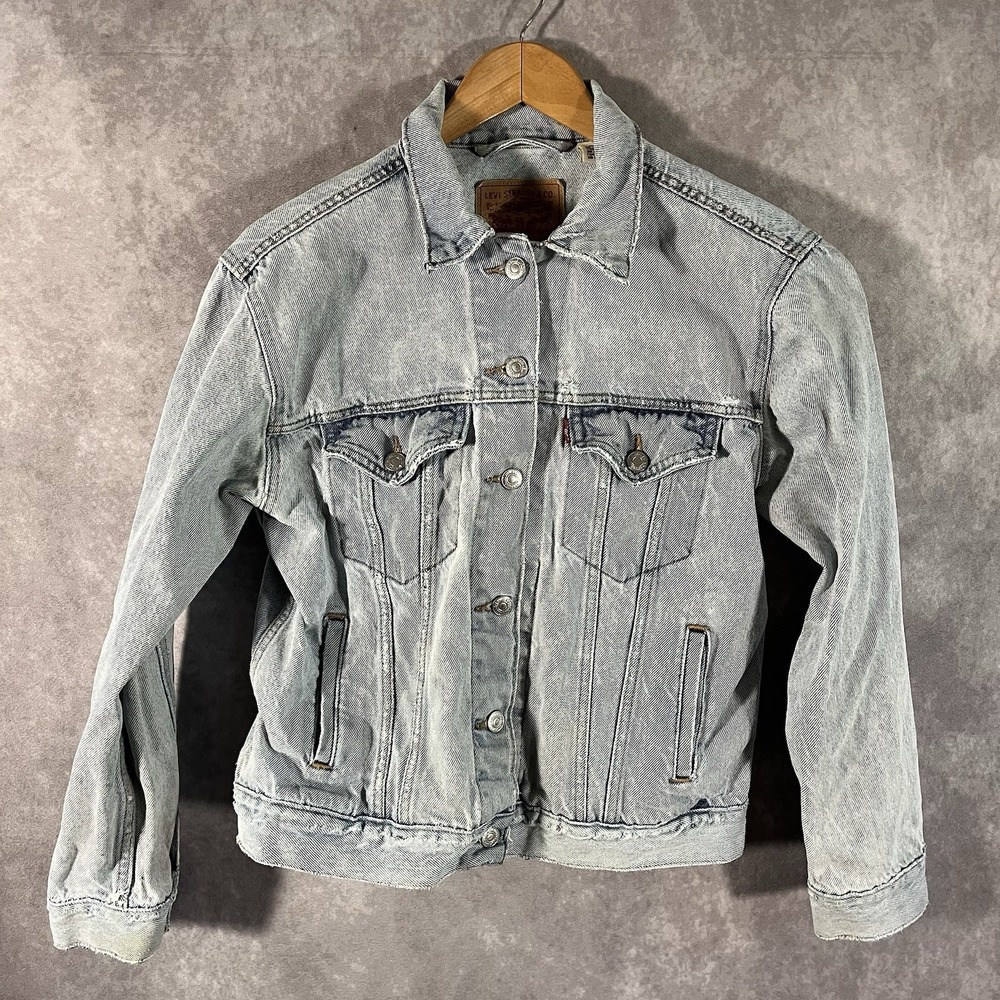 Vintage Levi's Denim Jacket Womens Small Cropped Jean Button Up Coat *See Desc*